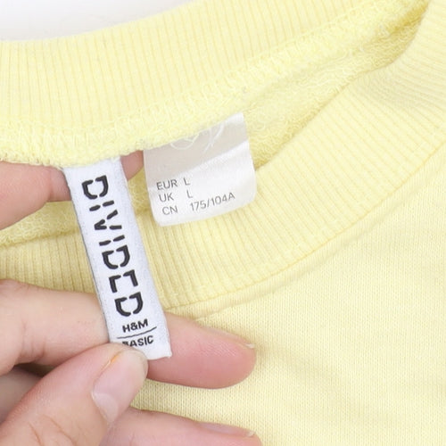 H&M Women's Yellow Pullover Sweatshirt, Size L, Casual