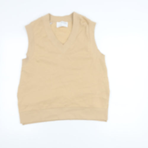 Selected Femme Women's Beige Cotton V-Neck Vest