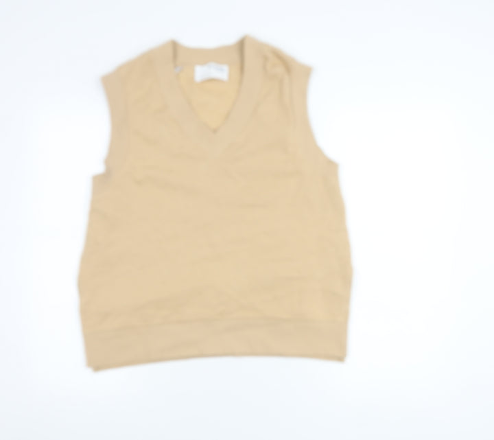 Selected Femme Women's Beige Cotton V-Neck Vest