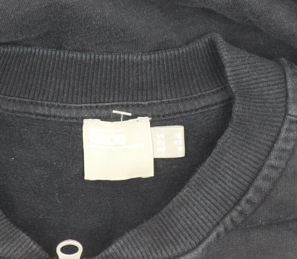 ASOS Women's Black Bomber Jacket Size 12 Casual