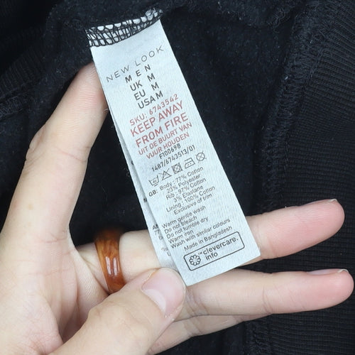 New Look Men's Black Pullover Hoodie - Size M