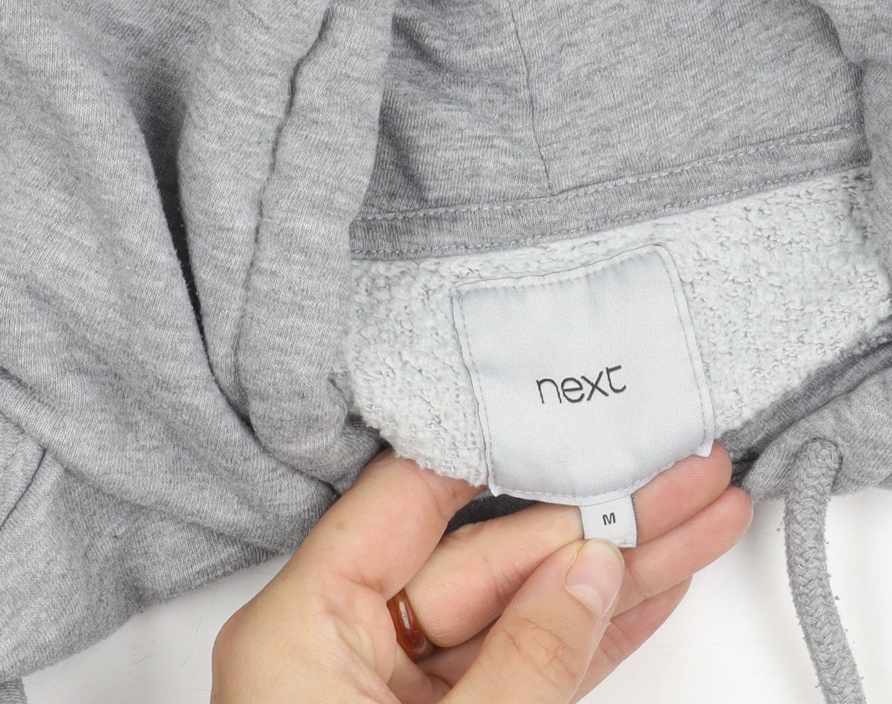 Next Men's Grey Pullover Hoodie, Size M, Fleece