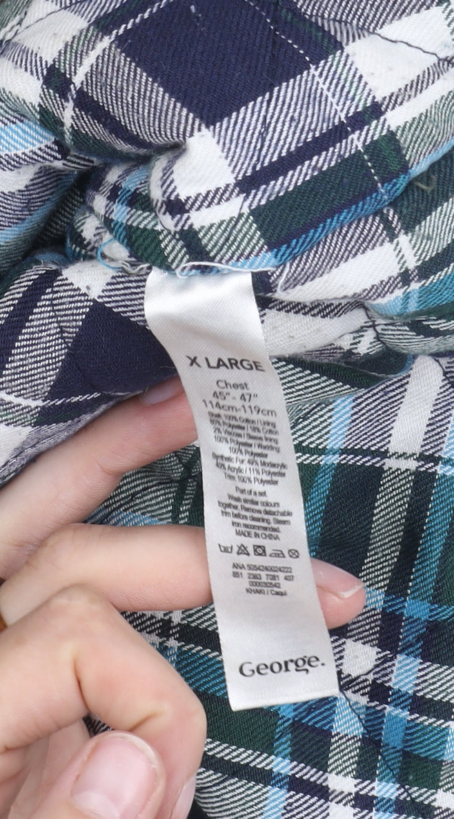 George Men's XL Green Hooded Parka Jacket with Fur Trim