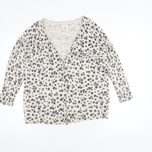 Fat Face Women Beige Animal Print Cardigan Size 14