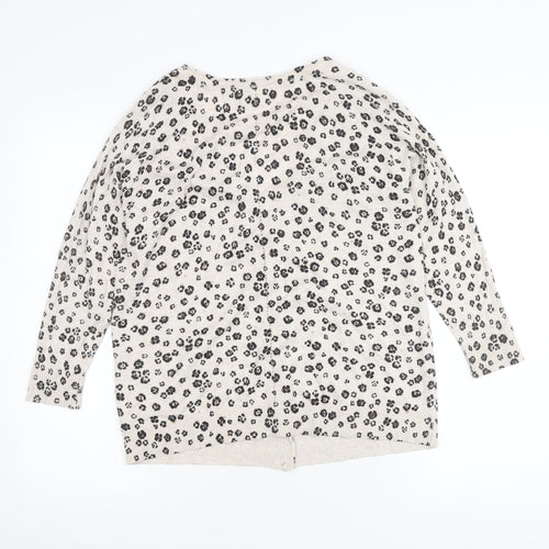 Fat Face Women Beige Animal Print Cardigan Size 14