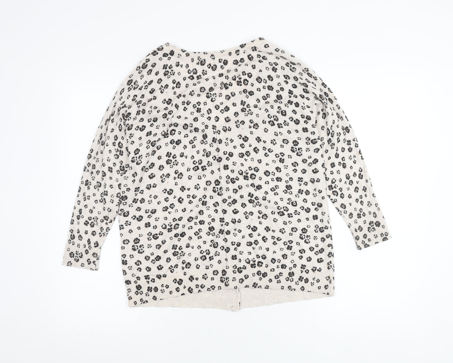 Fat Face Women Beige Animal Print Cardigan Size 14