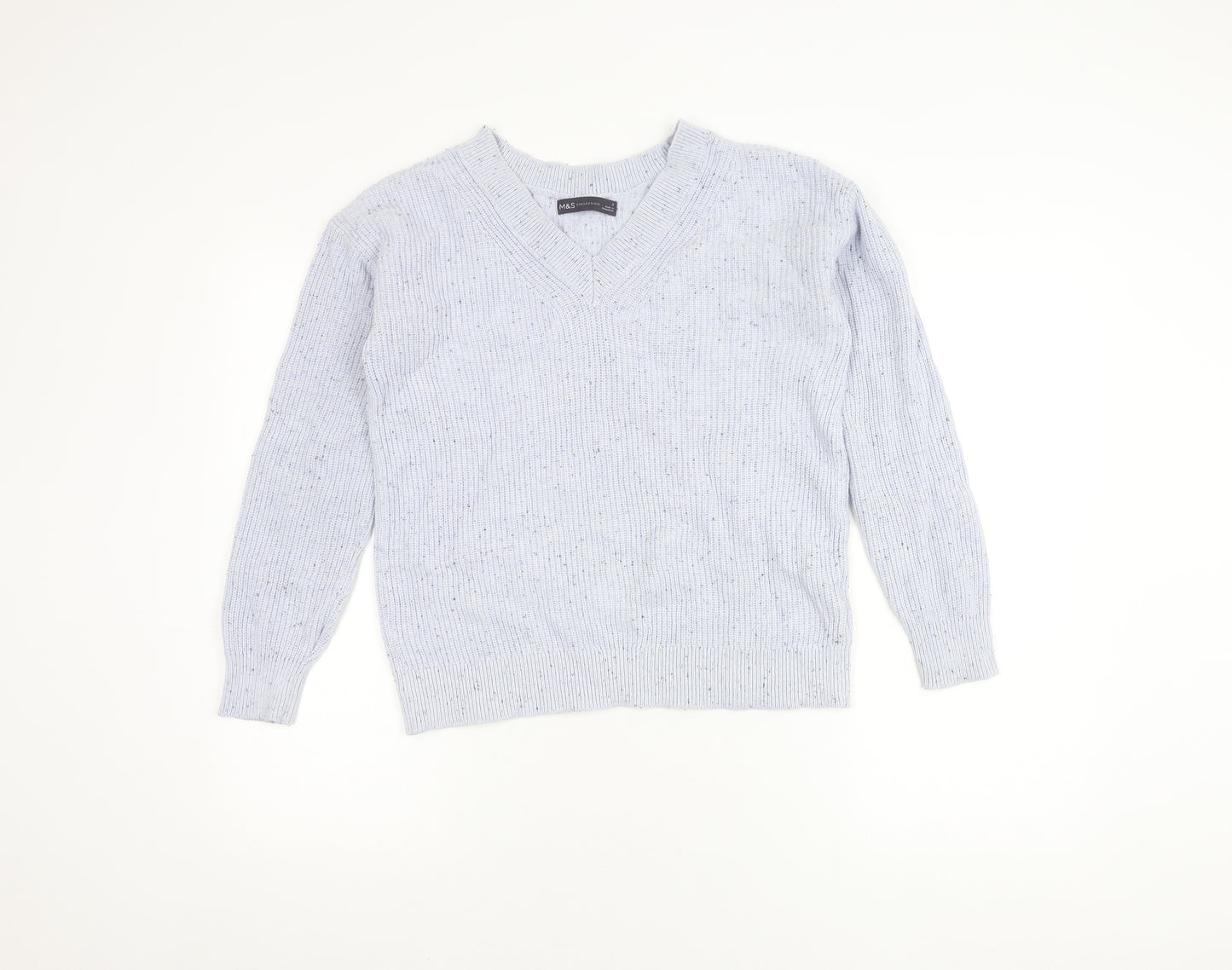 Marks and Spencer Women's Blue V-Neck Pullover S