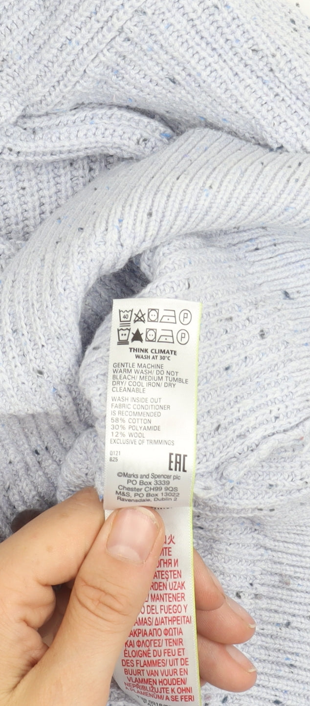 Marks and Spencer Women's Blue V-Neck Pullover S