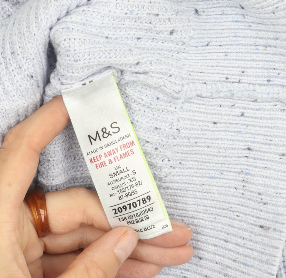 Marks and Spencer Women's Blue V-Neck Pullover S