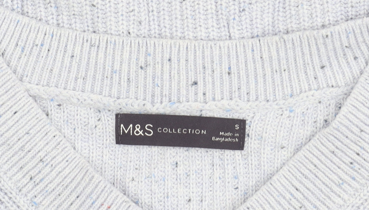 Marks and Spencer Women's Blue V-Neck Pullover S