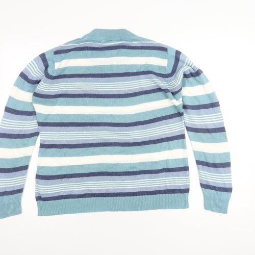 Isle Women's Blue Striped Wool Pullover Jumper M