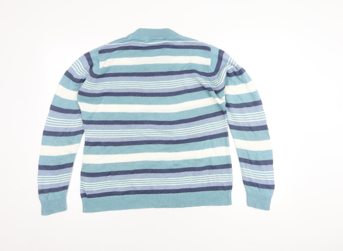 Isle Women's Blue Striped Wool Pullover Jumper M