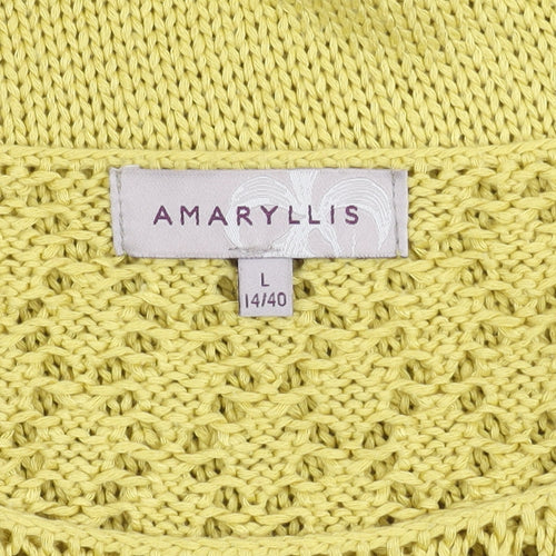 Amaryllis Women's Yellow Open-Knit Pullover Jumper L