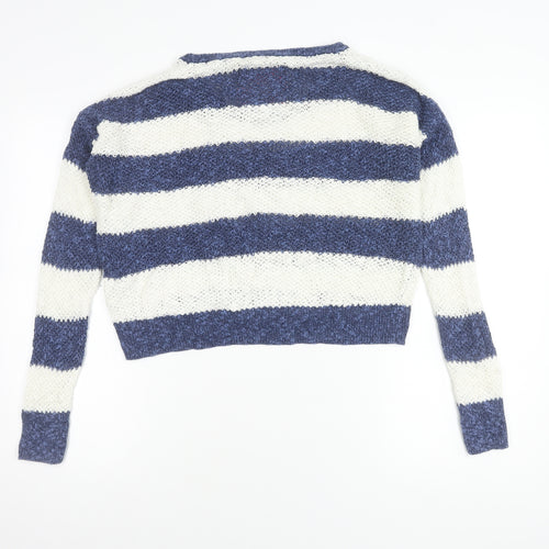 Superdry Women's Striped Jumper L Blue Knit Pullover