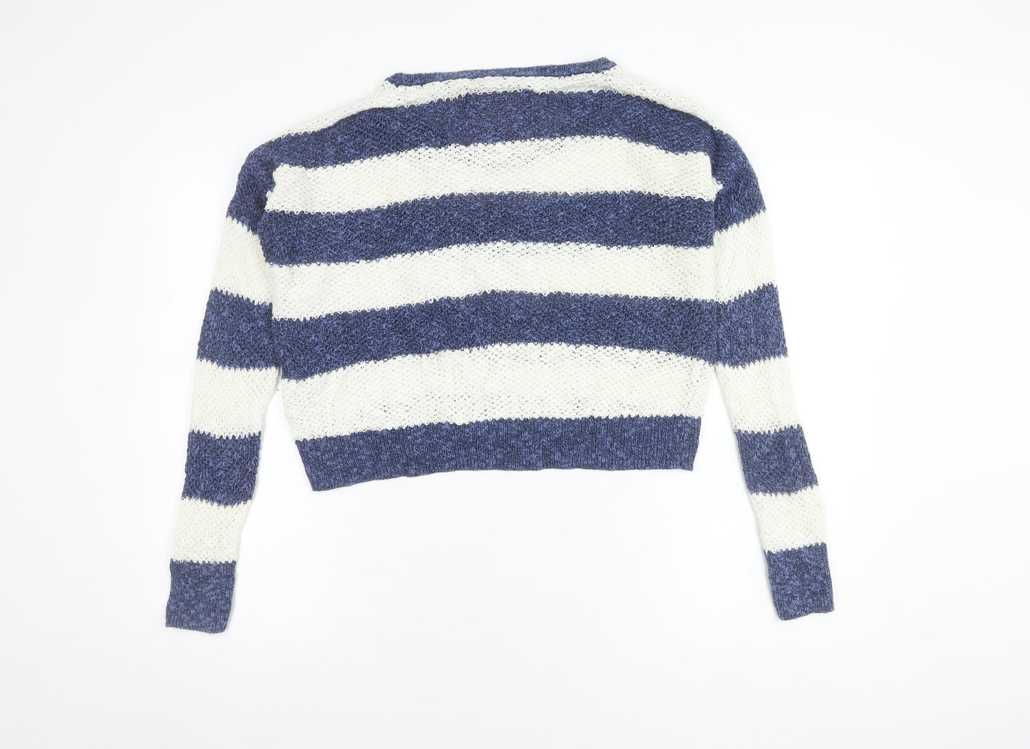 Superdry Women's Striped Jumper L Blue Knit Pullover