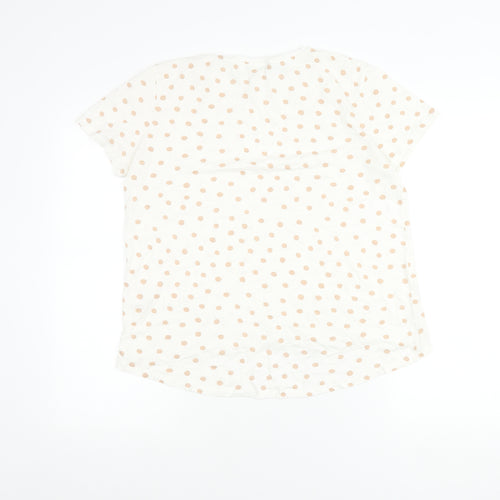 Zara Women's White Polka Dot T-Shirt, Size 12