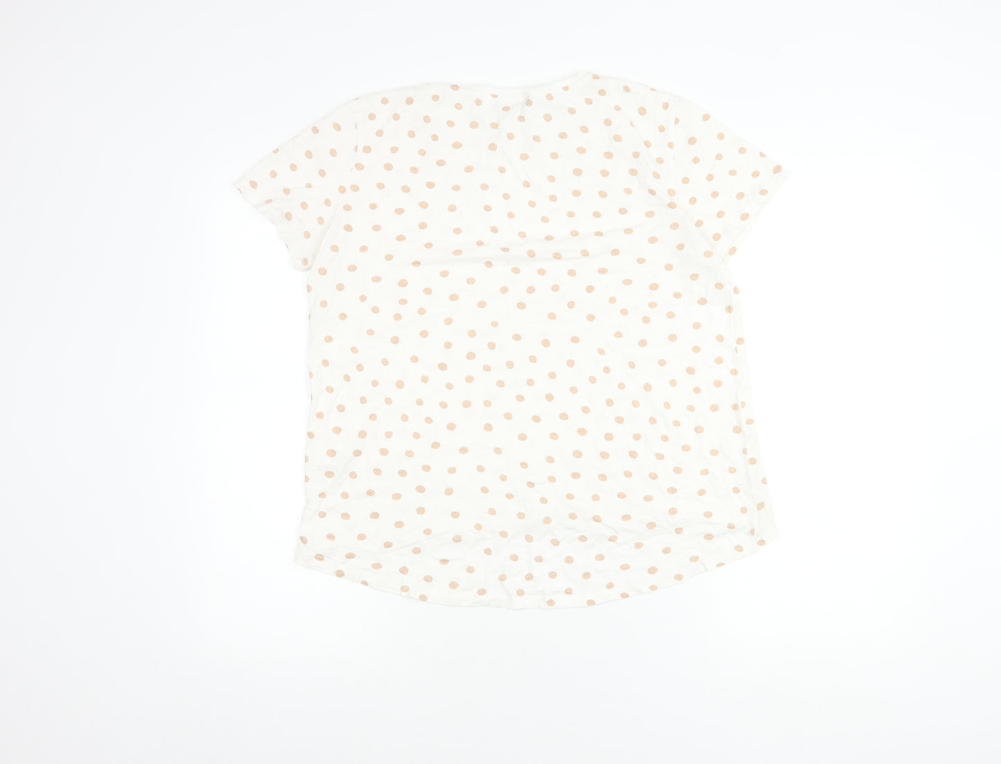 Zara Women's White Polka Dot T-Shirt, Size 12
