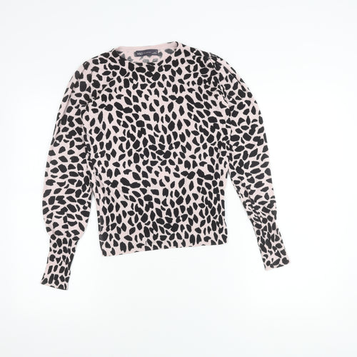 Marks and Spencer Women's Pink Animal Print Jumper Size 8