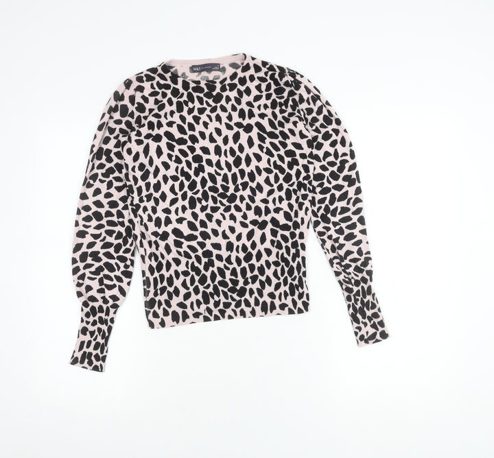 Marks and Spencer Women's Pink Animal Print Jumper Size 8