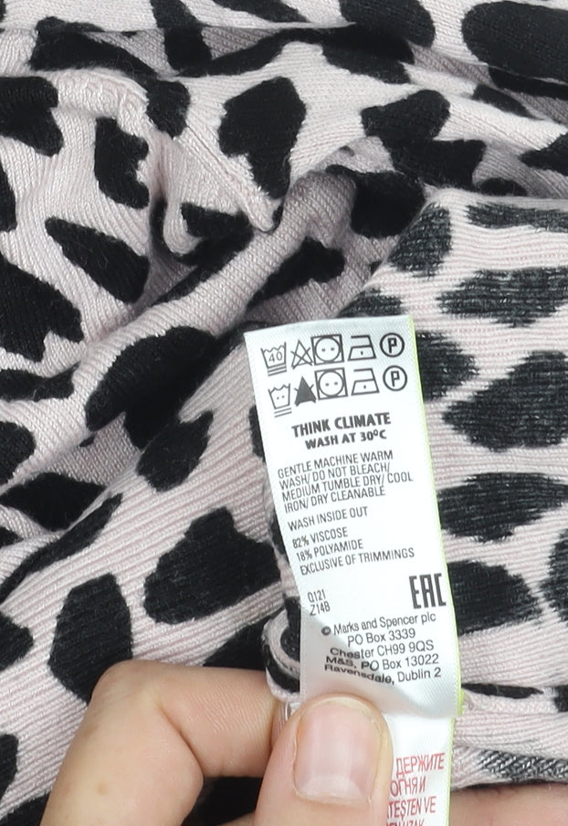 Marks and Spencer Women's Pink Animal Print Jumper Size 8