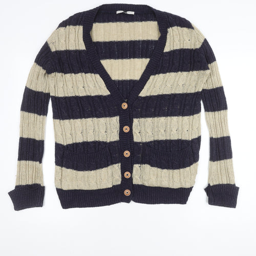 Blonde+Blonde Women's Blue Striped Cardigan Size 8
