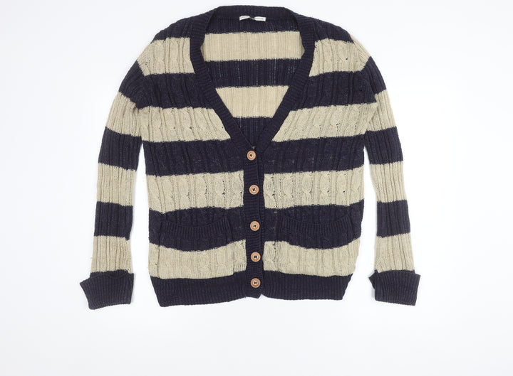 Blonde+Blonde Women's Blue Striped Cardigan Size 8