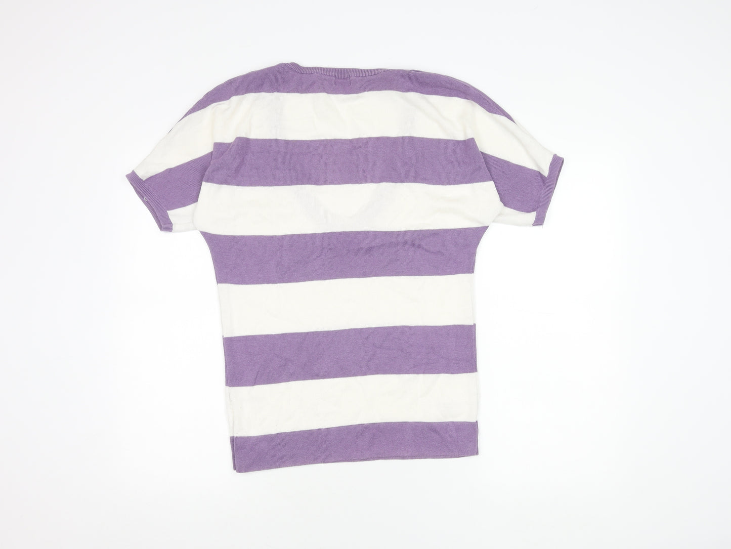 KangaROOS Women's Purple Stripe V-Neck Knit T-Shirt 10/12