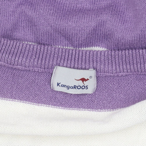 KangaROOS Women's Purple Stripe V-Neck Knit T-Shirt 10/12