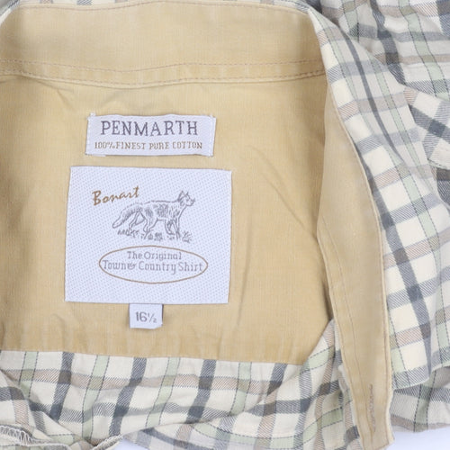 Penmar Men's Beige Check Long Sleeve Shirt 16.5