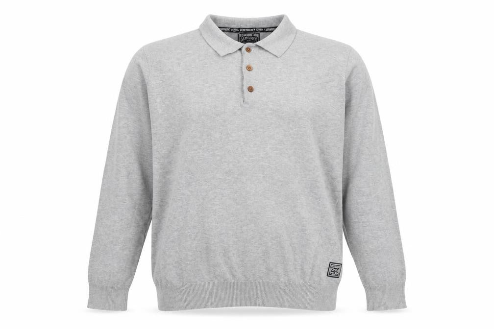 Front view of Men's Grey Long Sleeve Polo - Kensington Eastside