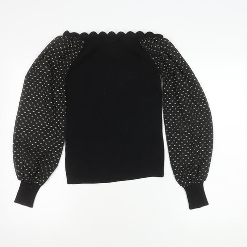 Next Women's Black Polka Dot Balloon Sleeves Top Size 12