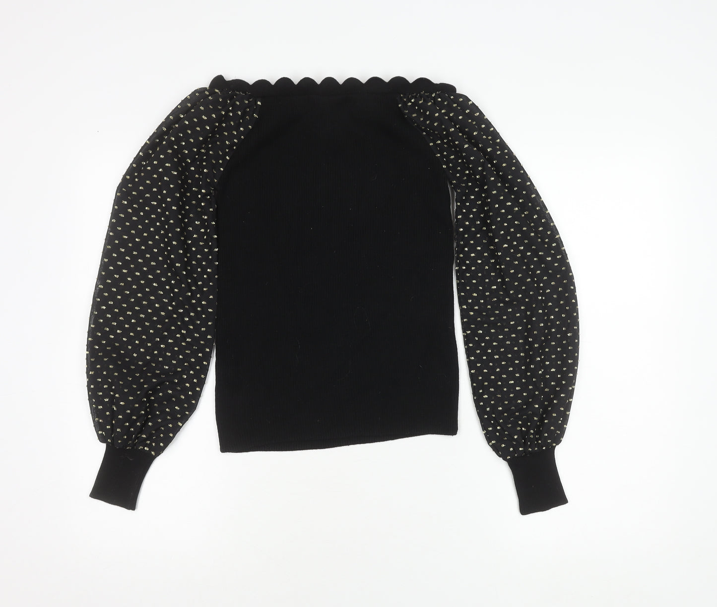 Next Women's Black Polka Dot Balloon Sleeves Top Size 12