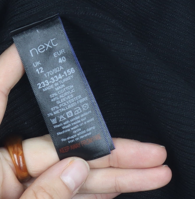 Next Women's Black Polka Dot Balloon Sleeves Top Size 12