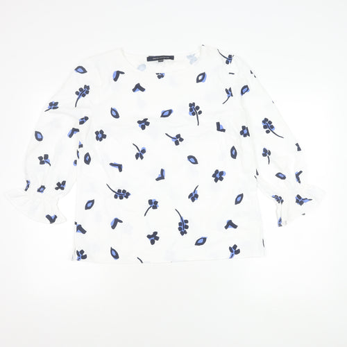 French Connection Women's White Floral Blouse Size 12