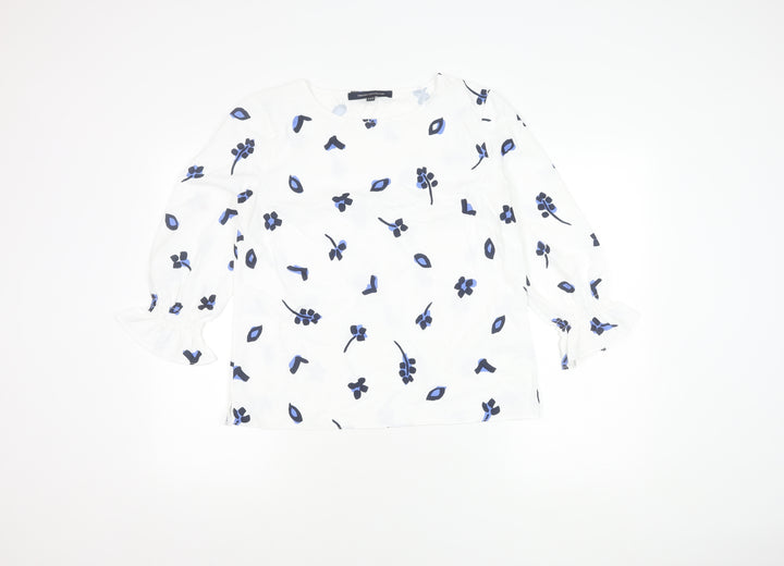 French Connection Women's White Floral Blouse Size 12