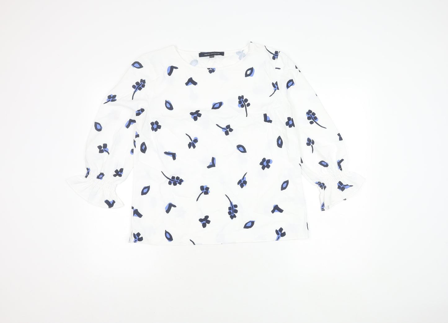 French Connection Women's White Floral Blouse Size 12
