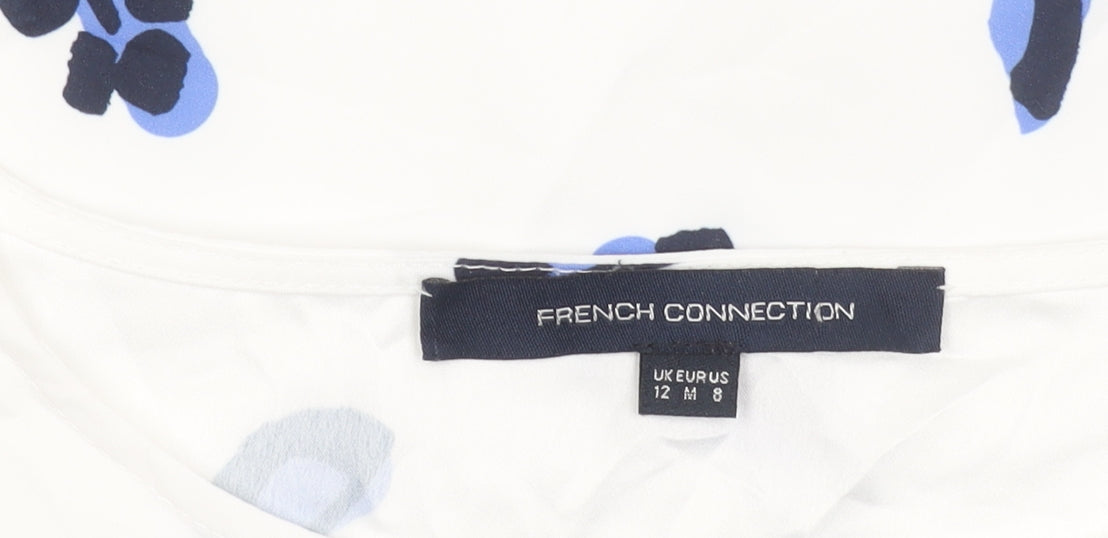 French Connection Women's White Floral Blouse Size 12