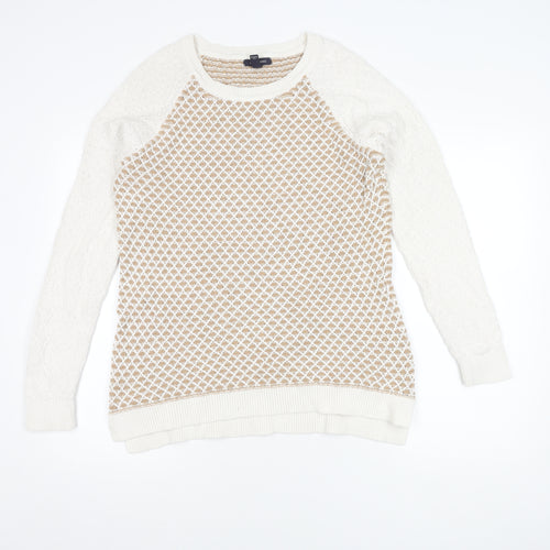 Land's End Men's Beige Open-Knit Pullover Jumper L