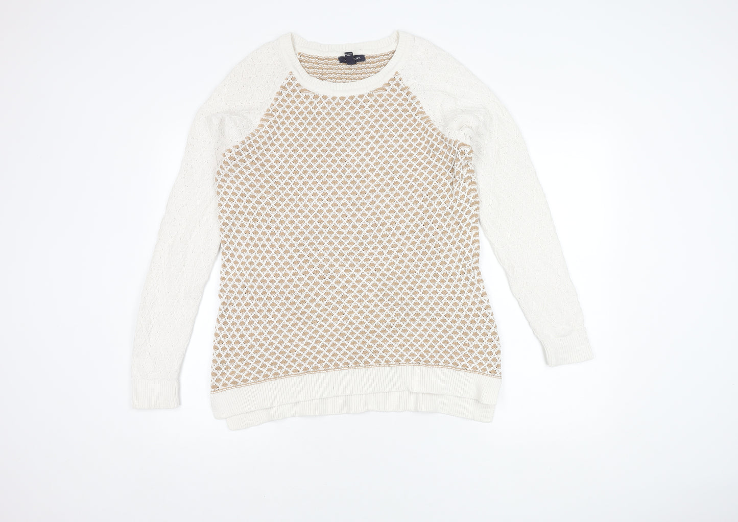 Land's End Men's Beige Open-Knit Pullover Jumper L