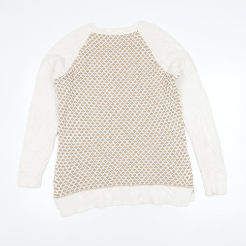 Land's End Men's Beige Open-Knit Pullover Jumper L