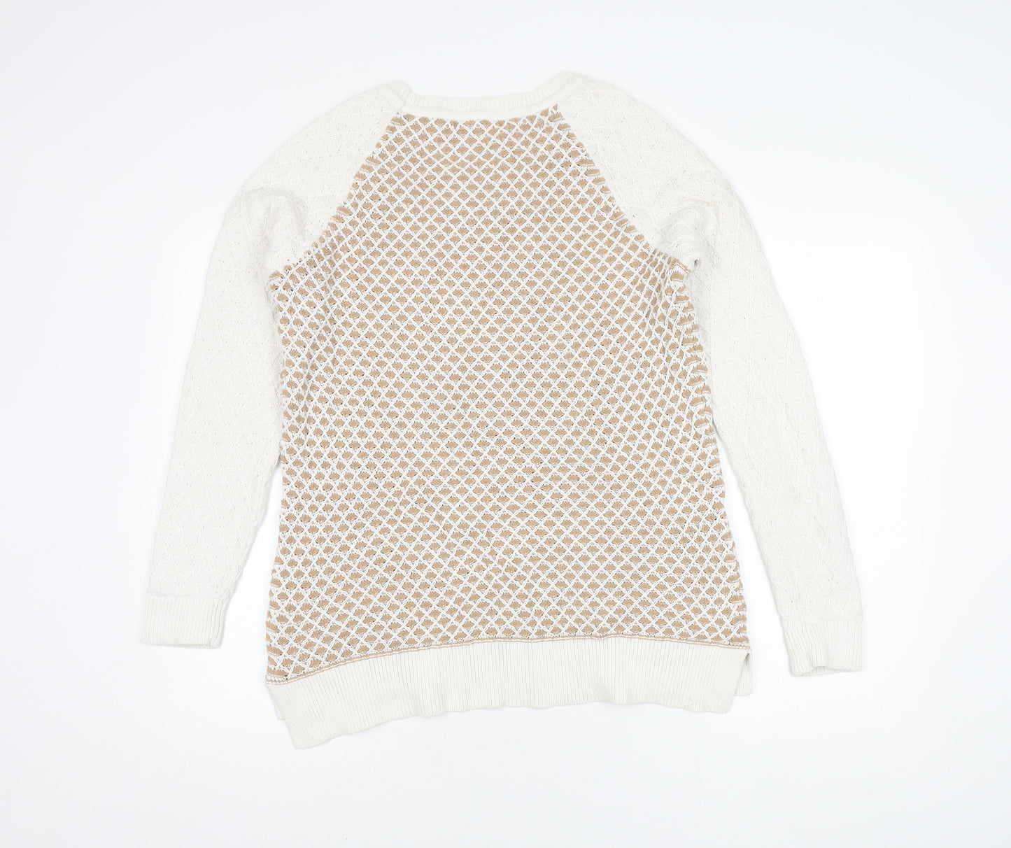 Land's End Men's Beige Open-Knit Pullover Jumper L