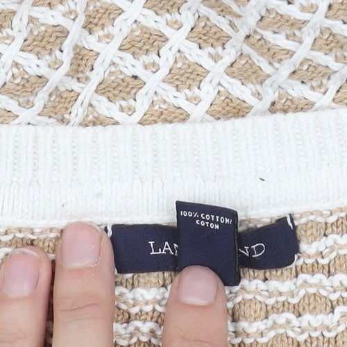 Land's End Men's Beige Open-Knit Pullover Jumper L
