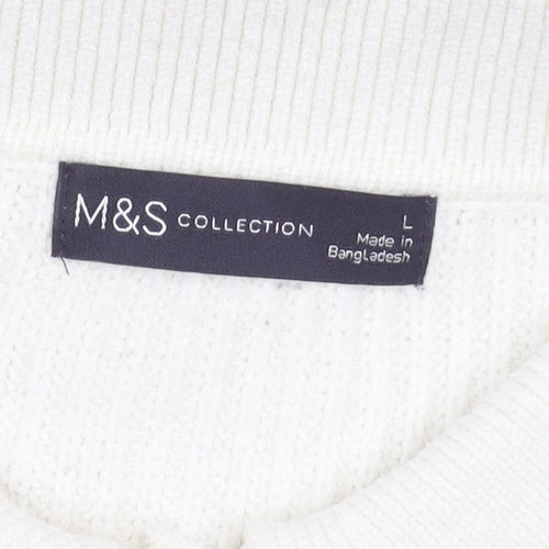 Marks and Spencer Women's White Cable-Knit Cardigan L