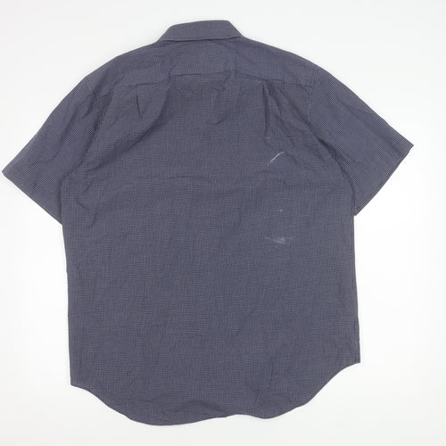 Marks and Spencer Men's Blue Check Shirt, Regular Fit