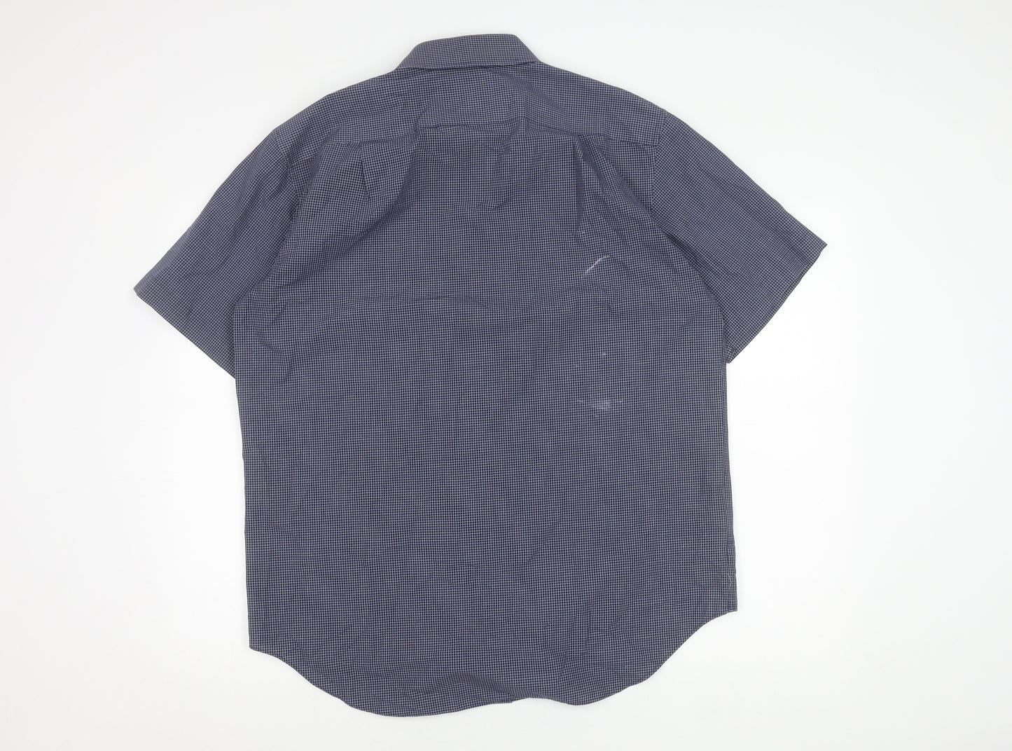 Marks and Spencer Men's Blue Check Shirt, Regular Fit