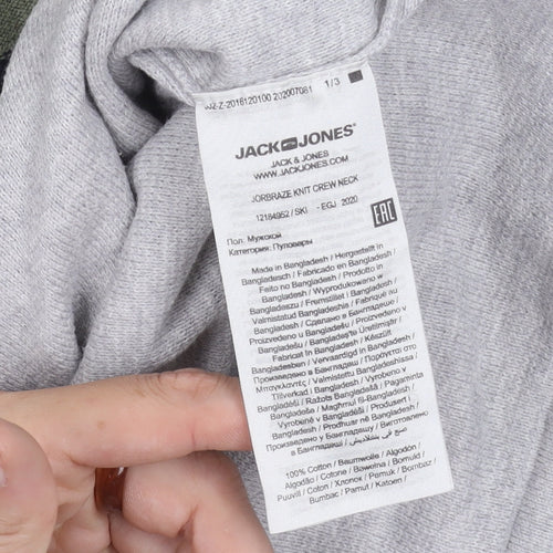 Jack & Jones Men's Green Crew Neck Pullover Jumper M