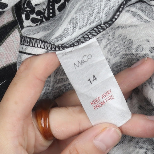 M&Co Women's Floral Linen Dress Size 14