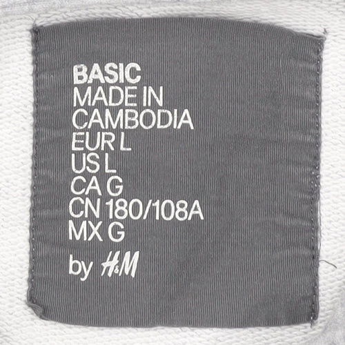 H&M Men's Grey Hoodie L Pullover