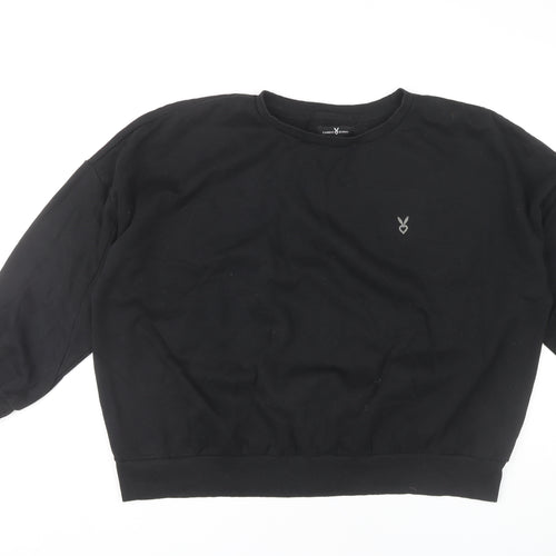 Cardio Bunny Black Women's L Pullover Sweatshirt - Casual Logo