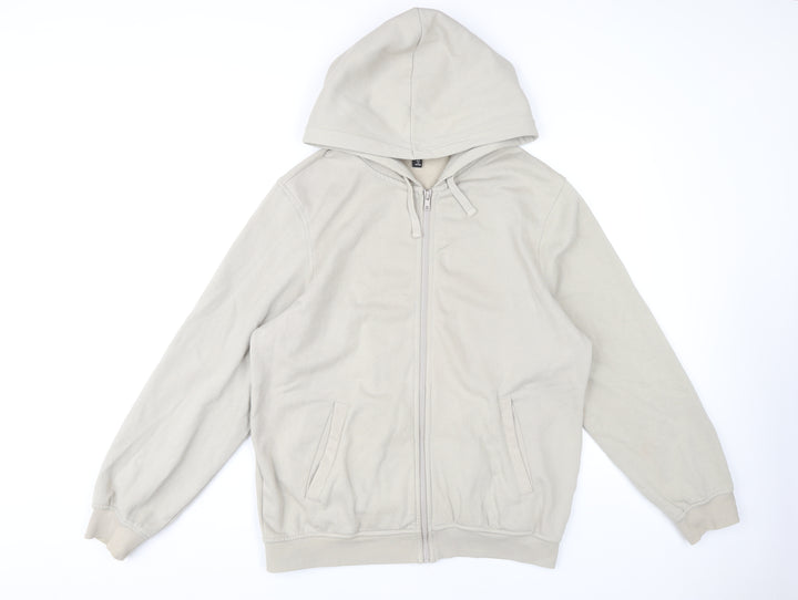 H&M Men’s Beige Relaxed Full Zip Hoodie M